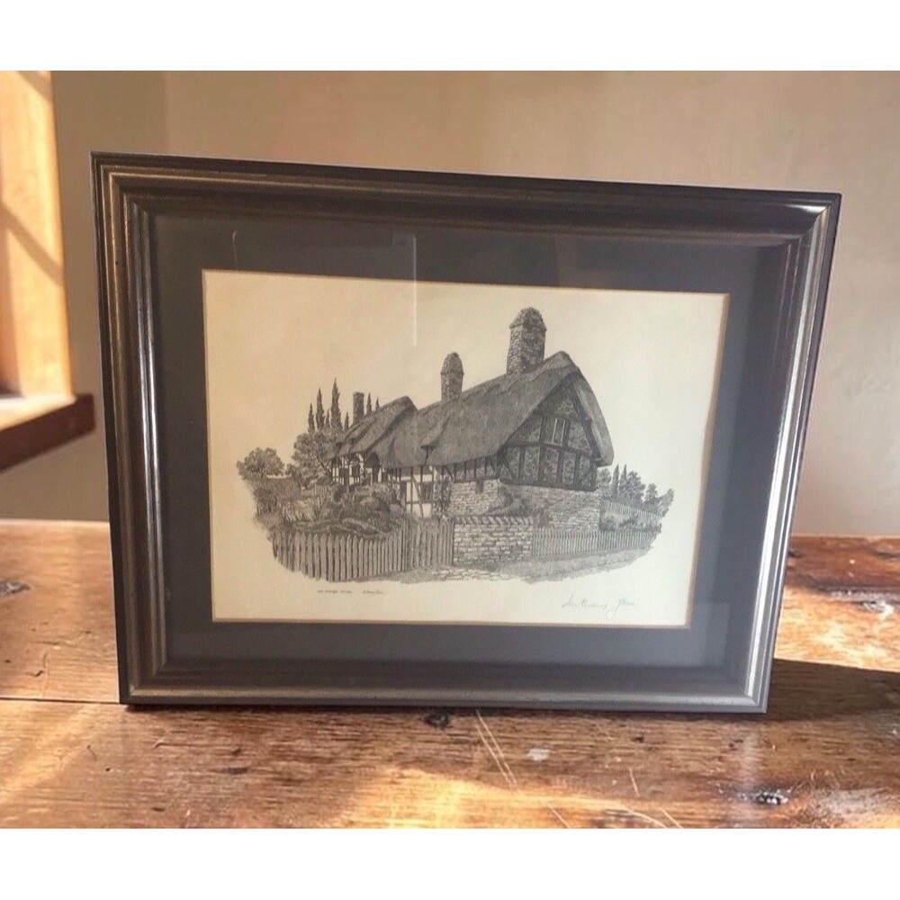 Vintage Anthony John Print Anne Hathaway’s Cottage Pencil Signed Framed